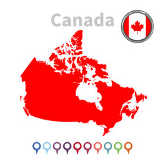 vector map and flag of Canada