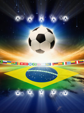 Soccer ball with brazil flag