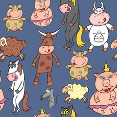 vector illustration with seamless animals