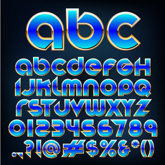 Abstract vector illustration of a blue metallic font