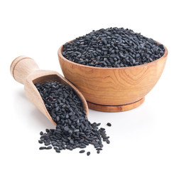 black sesame seeds isolated on white - 59014604
