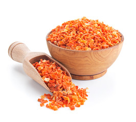 dried carrots isolated on white