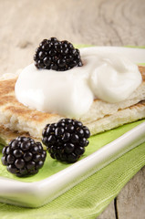 pancake and cream on a plate