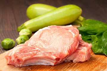 pieces of raw meat for cooking and  barbecue