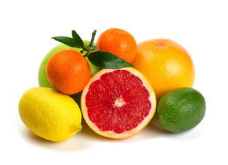 citrus fruits isolated on white background