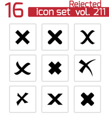 Vector black rejected icons set
