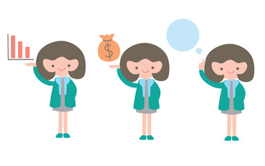 set of cartoon business woman, Vector illustration