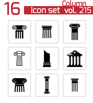 Vector black column icons set