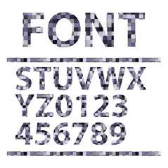 Abstract mosaics alphabet set. Font. Vector illustration.