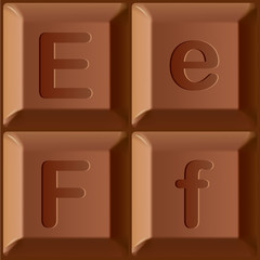 Vector alphabet. Characters printed on blocks of chocolate bar
