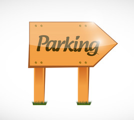 parking wood sign illustration design