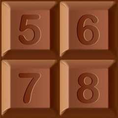 Vector figures printed on blocks of chocolate bar