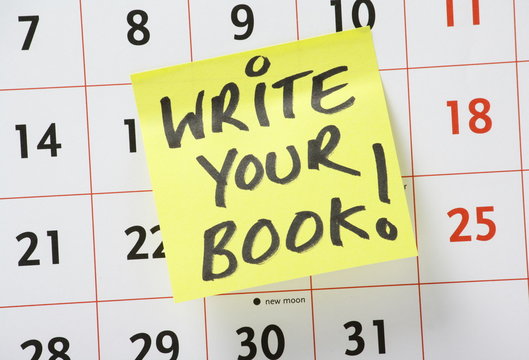 Write Your Book reminder on a wall calendar