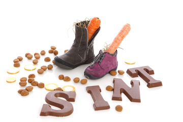 Shoes with carrots for Sinterklaas, a typical Dutch event