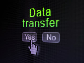 Data concept: Data Transfer on digital computer screen