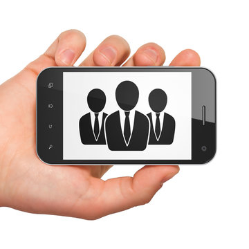 Marketing concept: Business People on smartphone
