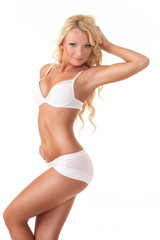 Obraz premium kobieta z sexy ciało w białej bieliźnie