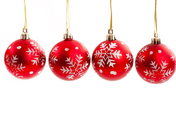 Christmas decoration four red ornaments