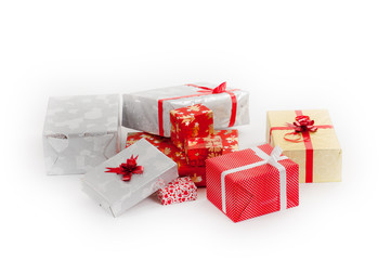 Christmas gifts isolated on white background