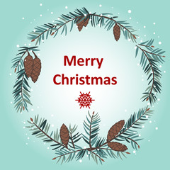 Greeting card with Christmas wreath