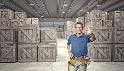 Fototapeta premium labor in warehouse