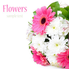 beautiful bouquet of flowers close up, isolated