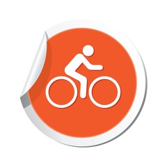 Cyclist icon on map pointer, vector illustration