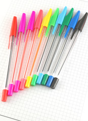 Color pen on the checked paper
