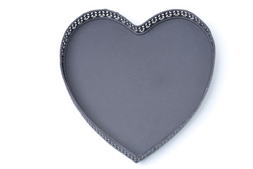 empty tray in the form of heart, isolated