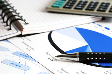 Obraz premium Financial graphs and charts analysis