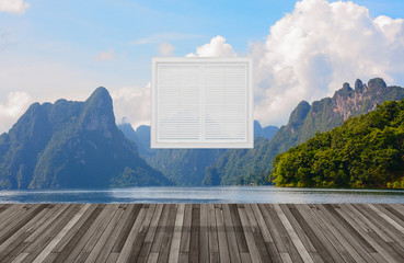 Landscape behind the window,3D 