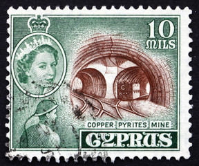 Postage stamp Cyprus 1955 Copper Pyrites Mine