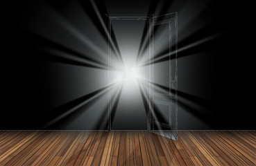 sunlight behind sketch the opening door