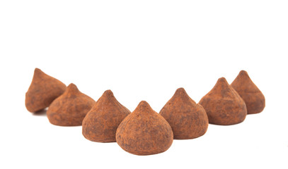 Fototapeta na wymiar Chocolate truffles isolated