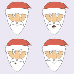 illustration of Santa Claus in different emotions