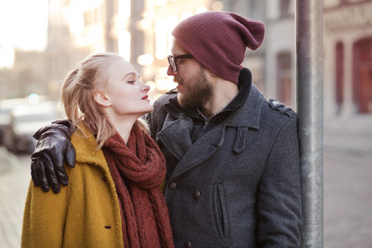 Young happy hipster couple