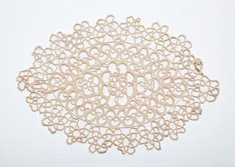 Crocheted lace on white