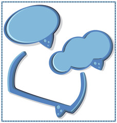 blue speech bubble with a frame - vector