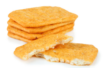 Delicious crackers isolated on white