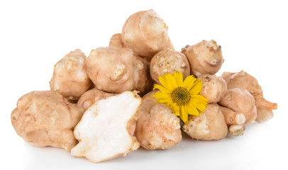 Topinambur roots isolated on white