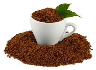 Cup of instant coffee isolated on white