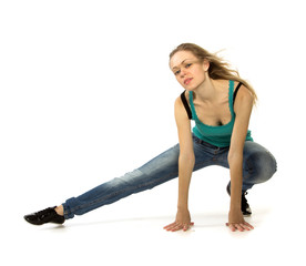 Fototapeta premium Woman doing stretching exercise