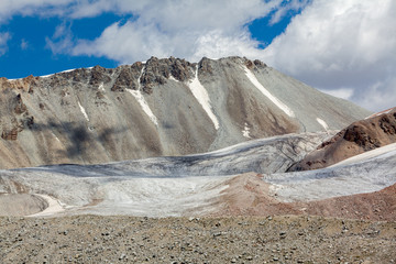 Ice glacier at Kok-Airyk pass in Kyrgyzstan