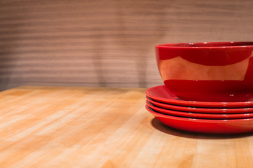 Red Breakfast Bowl on Table