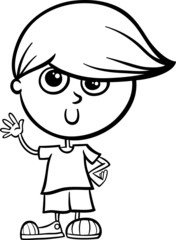 cute boy cartoon coloring page