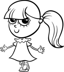 cute girl cartoon coloring page
