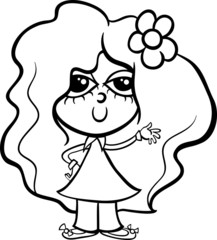 cute girl cartoon coloring page