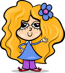 cute little girl cartoon illustration