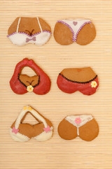 Funny colorful bikini shape gingerbread cakes cookies