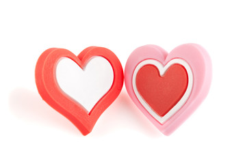 Love hearts, isolated on white. Clipping path included.